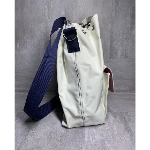 Tommy Hilfiger T Girl Bag Womens White Red Blue Drawstring Bucket Purse Strap - Picture 6 of 16